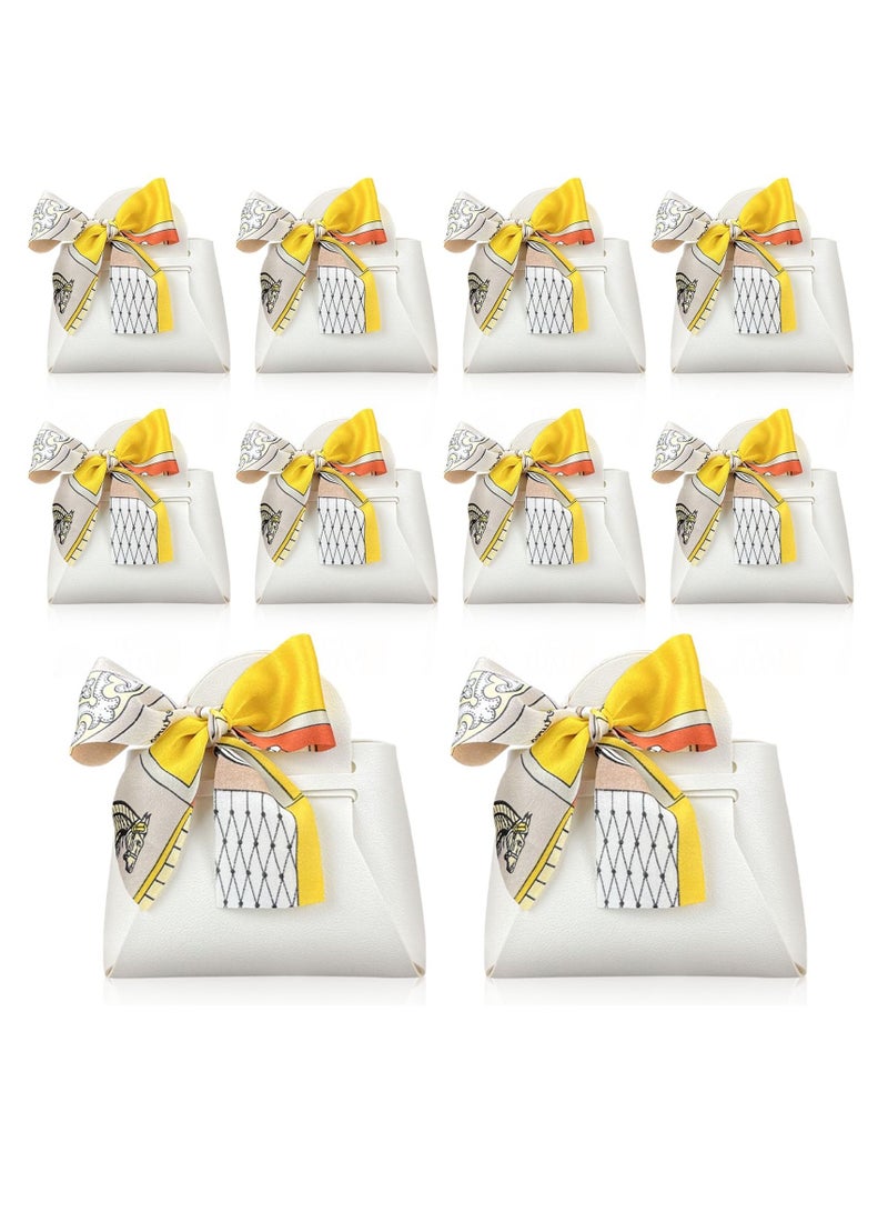 Excefore Exquisite White Gift Boxes, 10 Pack Small Party Favor Boxes Reusable Leather candy Gift Boxes for Newborn Baby Shower Birthday Wedding Party, Bomboniere Decoration - Image 1