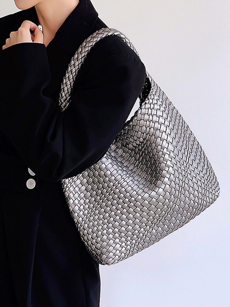 Selling Handmade Woven Crossbody Bag 2025 Fashion Trend Women'S Shoulder Bag Large Capacity Tote Bag With Inner Bag - Image 4