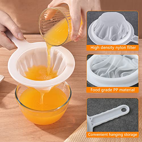 MIATTCLD Kitchen Ultra-Fine Nylon Mesh Strainer 5.51 Inch, Plastic Sieve Fine Mesh with Handle Kitchen Tool For Soy Milk, Coffee, Milk, Yogurt, Juice,Tea Leaf Filter, Honey, Wine (400 mesh) - Image 2