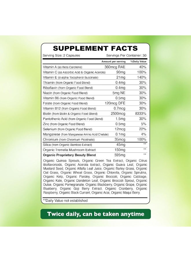 Organic Earth Plant Collagen Builder with Biotin & Organic Citrus Bioflavonoids 60 Capsules  - Image 2