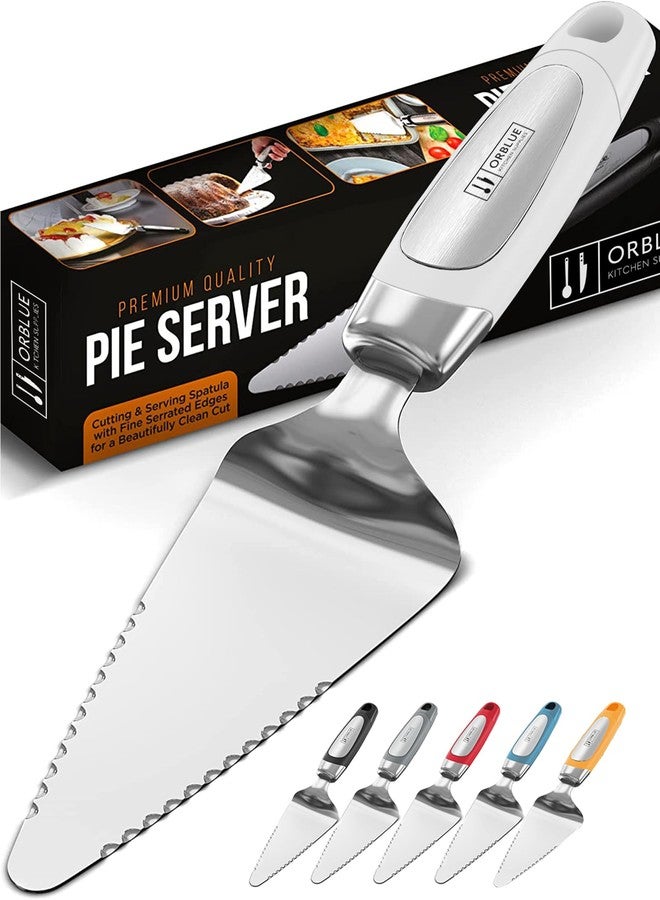 Orblue Pie Server, Essential Kitchen Tool, Serrated on Both Sides, Great for Right or Left Handed Chef, Stainless Steel Flatware , Cake Cutter,White - Image 1