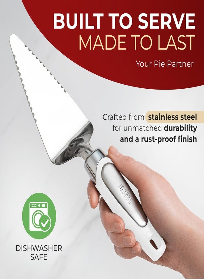 Orblue Pie Server, Essential Kitchen Tool, Serrated on Both Sides, Great for Right or Left Handed Chef, Stainless Steel Flatware , Cake Cutter,White - Image 2
