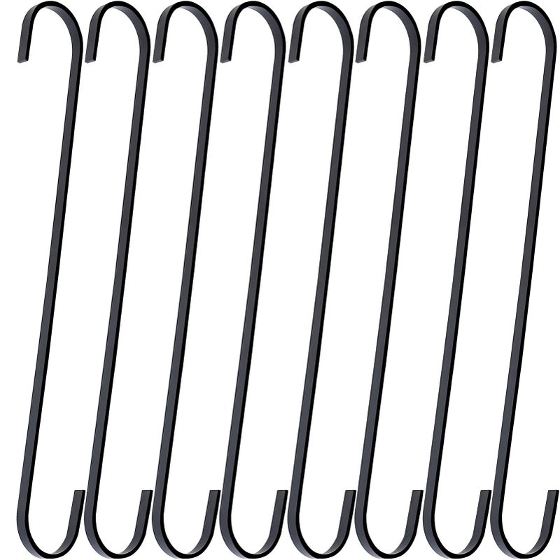 TUCEWP 8 Pack 12 Inch Large S Hooks Black Heavy Duty Hooks for Hanging Plants Long Metal Hook Hanger S Shaped Hook for Hanging ClosetPots and PansBasketBird Feeders Garden Indoor Outdoor
