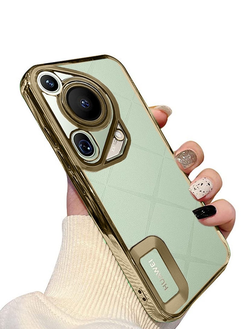 Wtech Huawei Pura 70 Ultra 5G 2024 PU Luxury Plating Raised Lips Camera Hole Case Cover Gold - Image 2