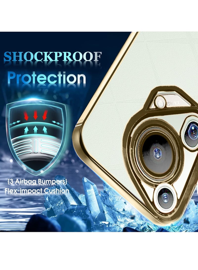 Wtech Huawei Pura 70 Ultra 5G 2024 PU Luxury Plating Raised Lips Camera Hole Case Cover Gold - Image 3