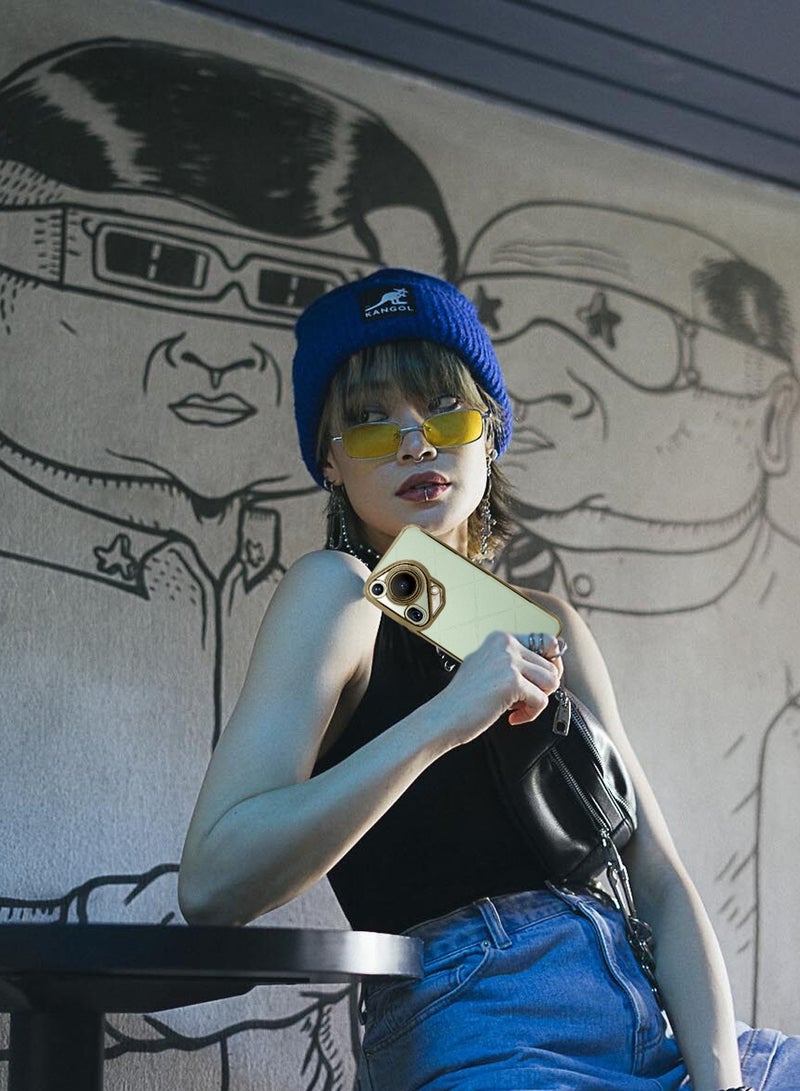 Wtech Huawei Pura 70 Ultra 5G 2024 PU Luxury Plating Raised Lips Camera Hole Case Cover Gold - Image 4