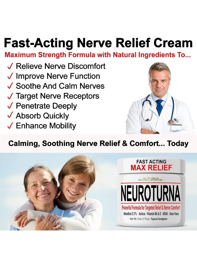 Nuturna Neuropathy Nerve Pain Relief Cream Maximum Strength Relief Cream For Feet, Hands, Legs, Toes Pain Reliever, Large 3 Oz Ultra Strength Arnica, Msm, Menthol, Soothing, Fast-Acting Anti-Inflammatory - Image 2