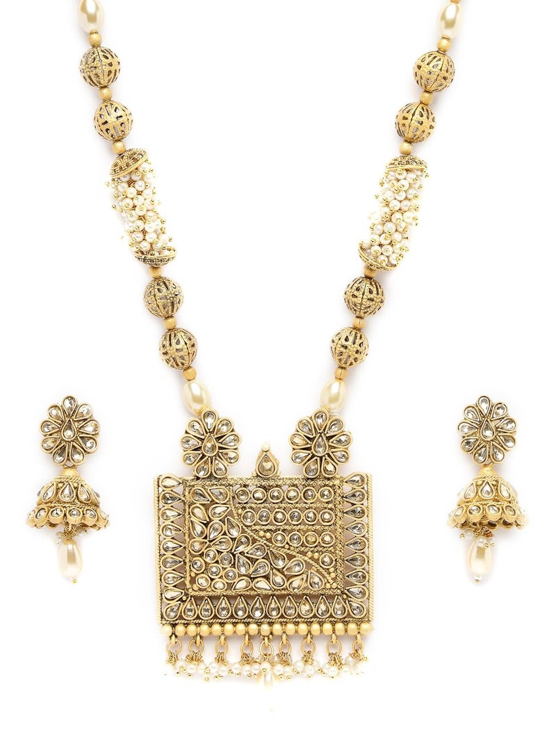 Adiva Latest Gold-Plated Kundan Stone Studded & Pearls Jewellery Set for Women, Traditional Stylish Jewellery Set for Women Party, Wedding, Bridal, Occasion, Festive - Image 5
