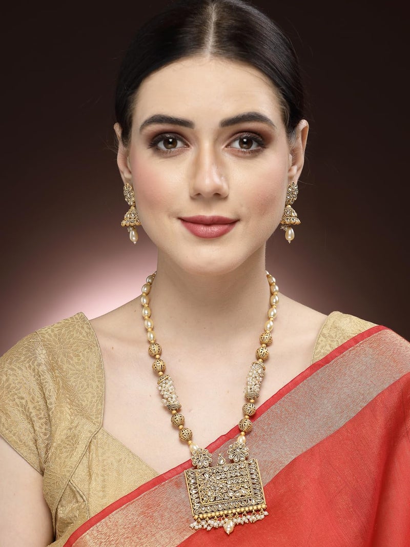 Adiva Latest Gold-Plated Kundan Stone Studded & Pearls Jewellery Set for Women, Traditional Stylish Jewellery Set for Women Party, Wedding, Bridal, Occasion, Festive - Image 2
