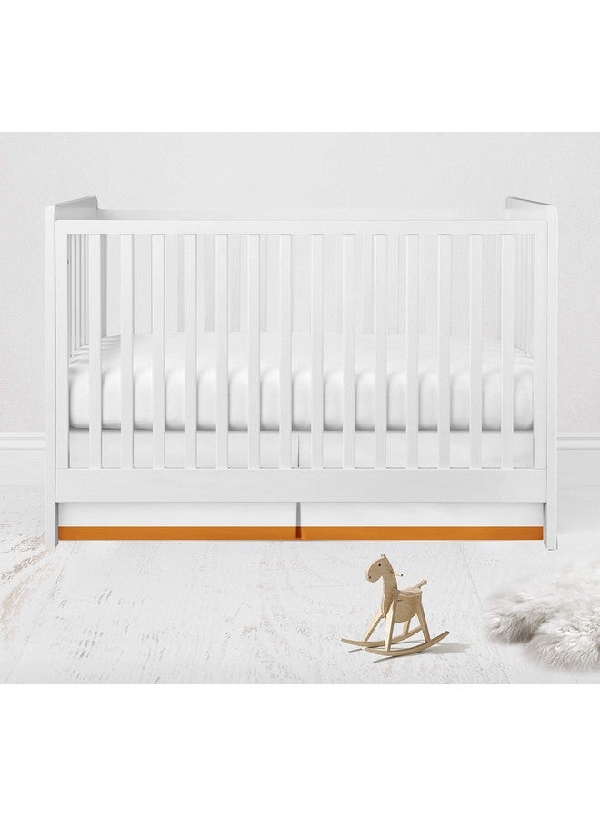 Bacati - Mix N Match White with Band at Bottom Crib Skirt (White/Orange) - Image 1