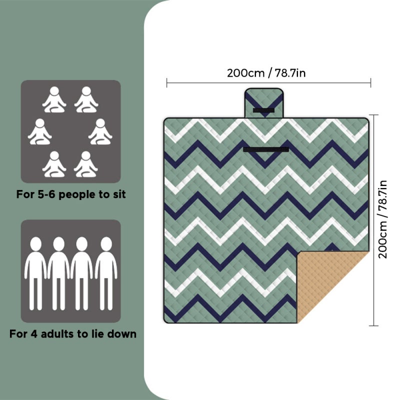 Picnic Blanket 78.7" X 78.7" 3-Layer Thickened Water-Resistant Fabric - Foldable Lightweight Camping Blanket for Outdoor Picnic Beach Camping Travel - Image 4