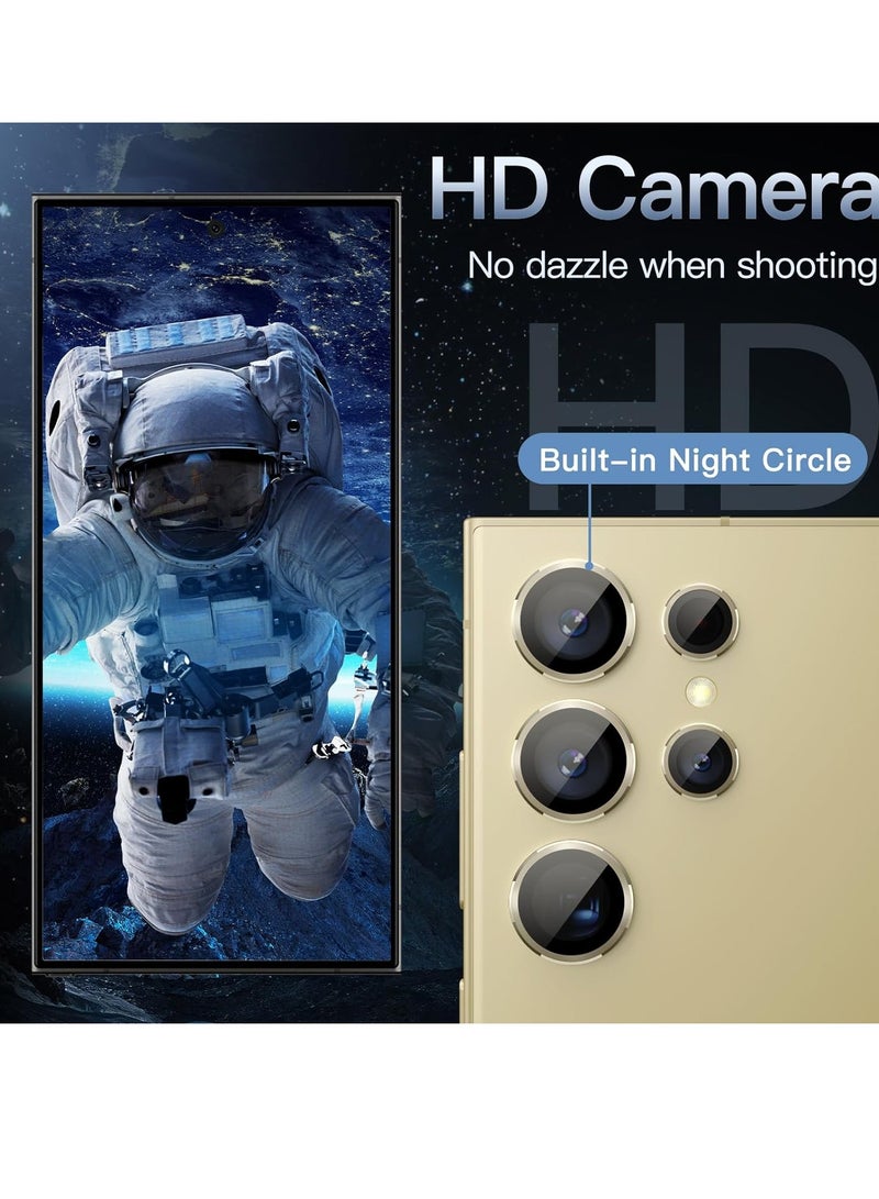 MIGOFAST Camera Lens Protector for Samsung Galaxy S24 Ultra, 9H Tempered Glass Metal Individual Ring Cover, Easy Installation Tray, HD Clear, 1 Set Gold - Image 5