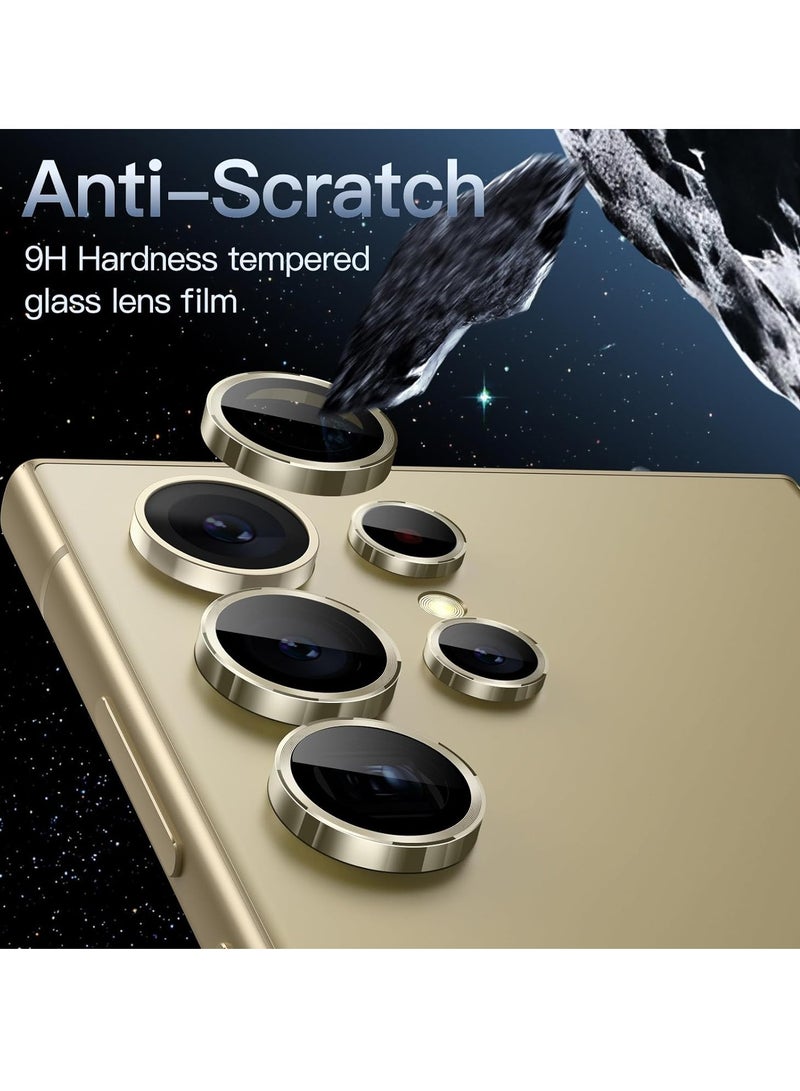 MIGOFAST Camera Lens Protector for Samsung Galaxy S24 Ultra, 9H Tempered Glass Metal Individual Ring Cover, Easy Installation Tray, HD Clear, 1 Set Gold - Image 4
