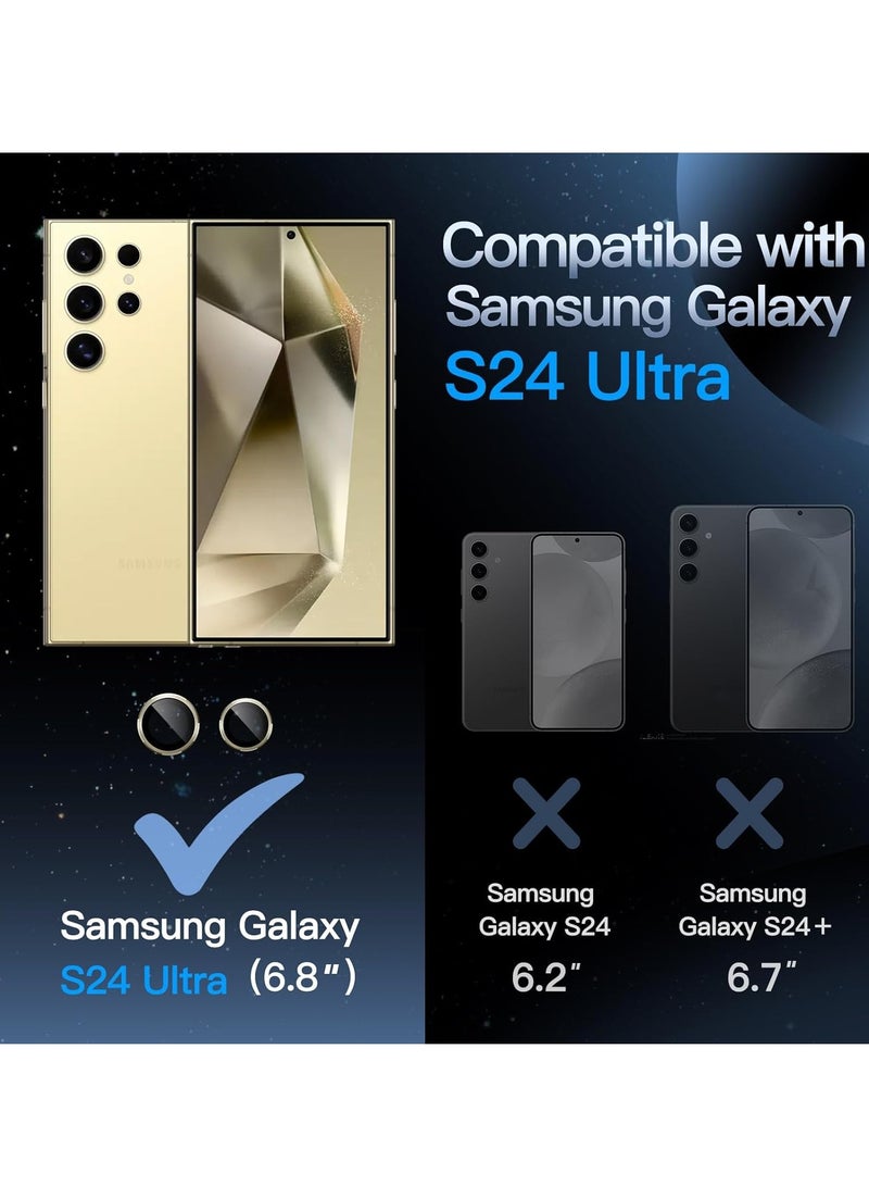 MIGOFAST Camera Lens Protector for Samsung Galaxy S24 Ultra, 9H Tempered Glass Metal Individual Ring Cover, Easy Installation Tray, HD Clear, 1 Set Gold - Image 2