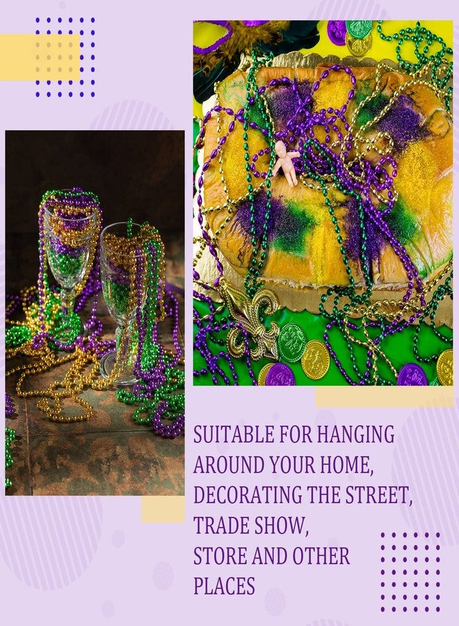 Yinkin 200 Pcs Mardi Gras Beads Necklaces Bulk 33 Inch 7 mm Colorful Assorted Round Mardi Gras Beaded Necklaces Throw Parade Accessories for Carnival Party Decorations Supplies - Image 3