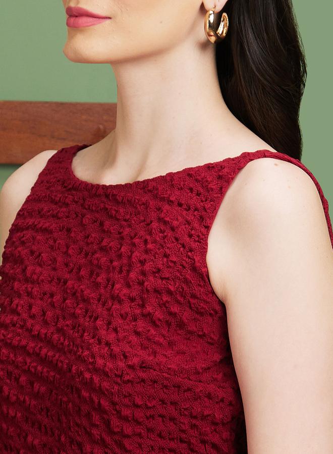 globus Women Red Textured V-Back Mini Dress - Image 4