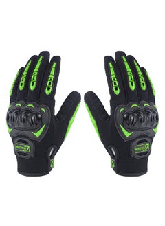 Motorcycle Gloves for Men Women Motorbike Anti-Slip Breathable Touchscreen Gloves with Knuckle Protection for Riding, Road Racing, Cycling, Black and Green XL