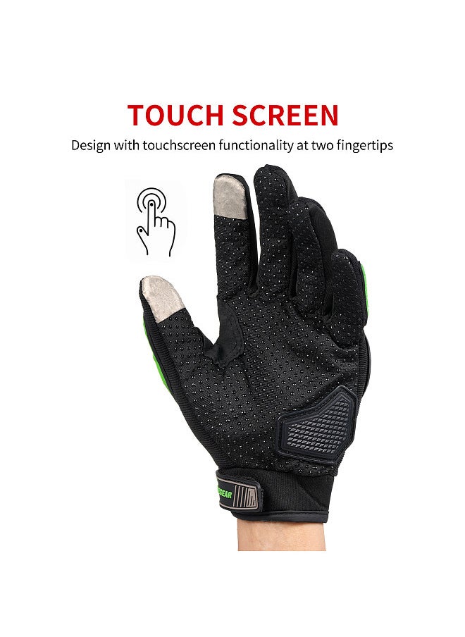 Generic - Motorcycle Gloves for Men Women Motorbike Anti-Slip Breathable Touchscreen Gloves with Knuckle Protection for Riding, Road Racing, Cycling, Black and Green XL - Image 1