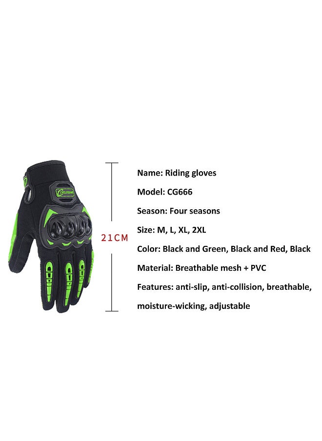 Generic - Motorcycle Gloves for Men Women Motorbike Anti-Slip Breathable Touchscreen Gloves with Knuckle Protection for Riding, Road Racing, Cycling, Black and Green XL - Image 1