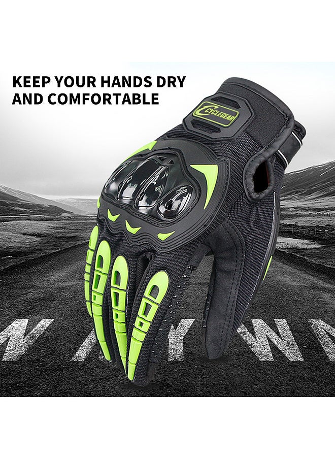 Generic - Motorcycle Gloves for Men Women Motorbike Anti-Slip Breathable Touchscreen Gloves with Knuckle Protection for Riding, Road Racing, Cycling, Black and Green XL - Image 1