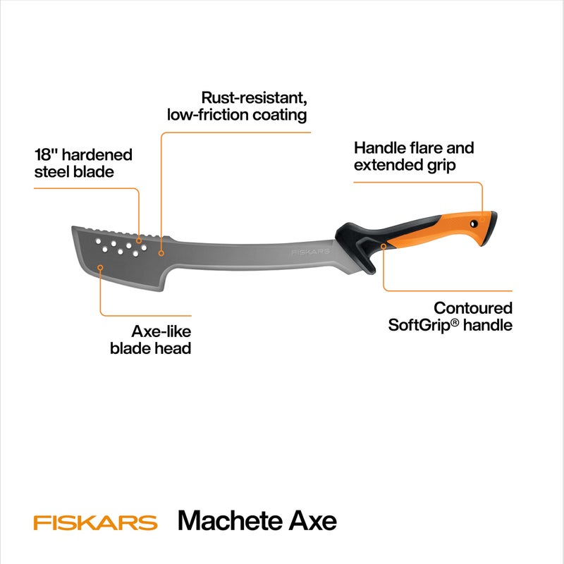 Fiskars Machete Knife, Machete For Cutting Trees, Heavy Duty, 18-Inch Bushcraft Axe Branch Cutter with Rust-Resistant and Low-Friction Blade Coating and Nylon Sheath - Image 3