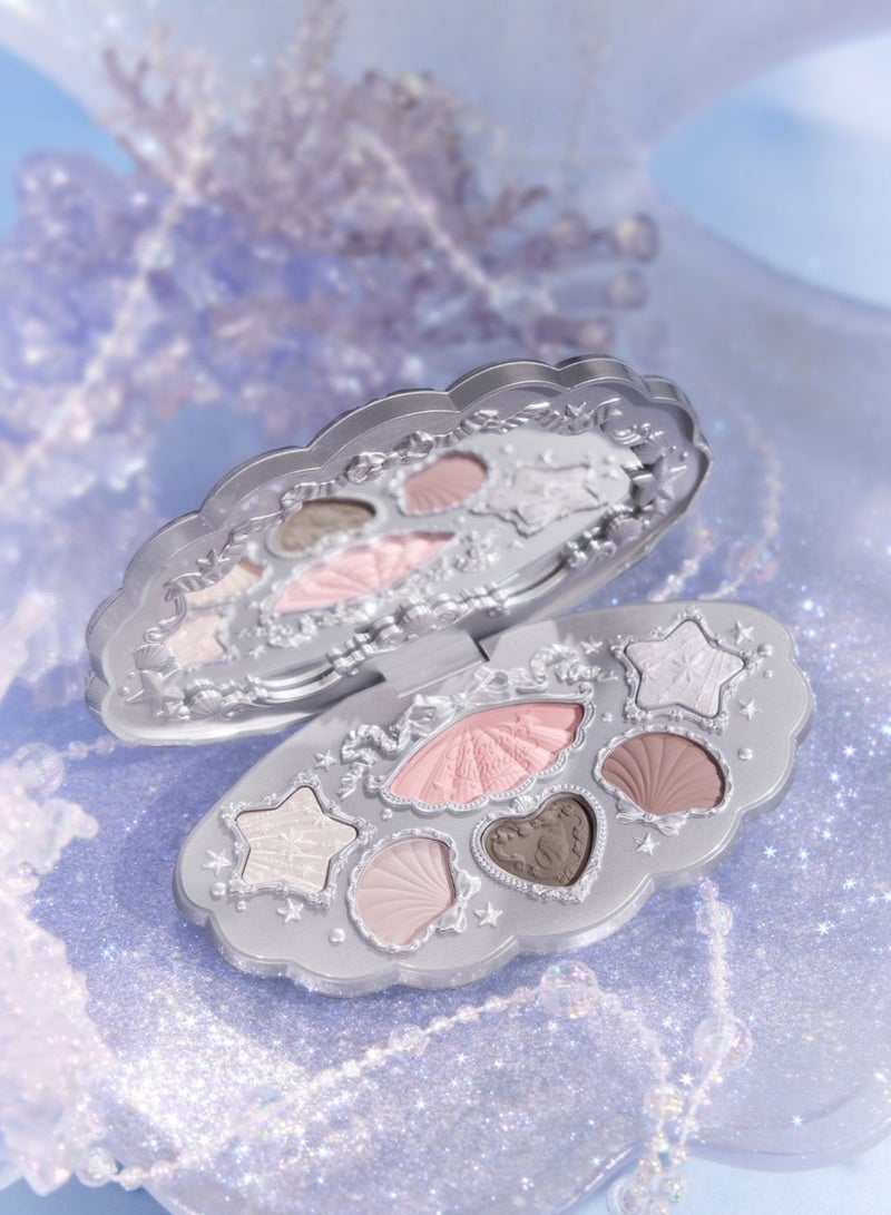 Flower Knows Shell's Jewel Eyeshadow Palette – 6 Nude u0026 Pink Shades with Matte and Shimmer – 01 Moonlight Pearl - Image 5