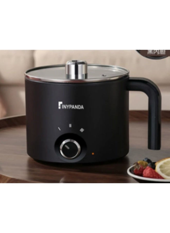 وعاء كهربائي ساخن سعة 1.8 لتر، طباخ رامين، مزود طاقة مزدوج، وعاء محمول متعدد الوظائف للباستا، النودلز، البيض، الحساء، الأرز، طباخ نودلز غير لاصق مع حماية من الغليان الجاف للسكن الجامعي، المكتب - Image 1