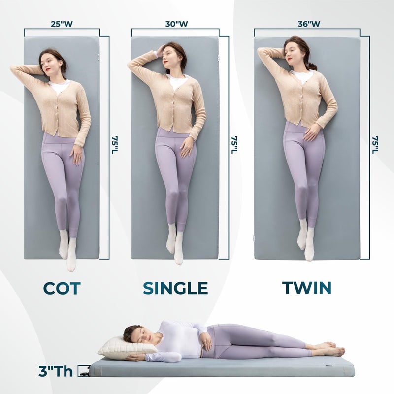 Kingfun 3 Inch CertiPUR-US Memory Foam Camping Mattress, Waterproof Roll up Sleeping Pad, Thick Floor Sleeping Mats for Tent with Removable Travel Bag (Single 75" x 30" x 3" inch, Light Blue) - Image 4