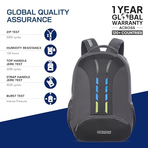 American Tourister Martt+ 01 | 28L Backpack | 17" Laptop Bag | 3.5 Compartments | Office & College Backpack for Men and Women | Rain Cover Included | Grey | 1 Year Global Warranty - Image 3