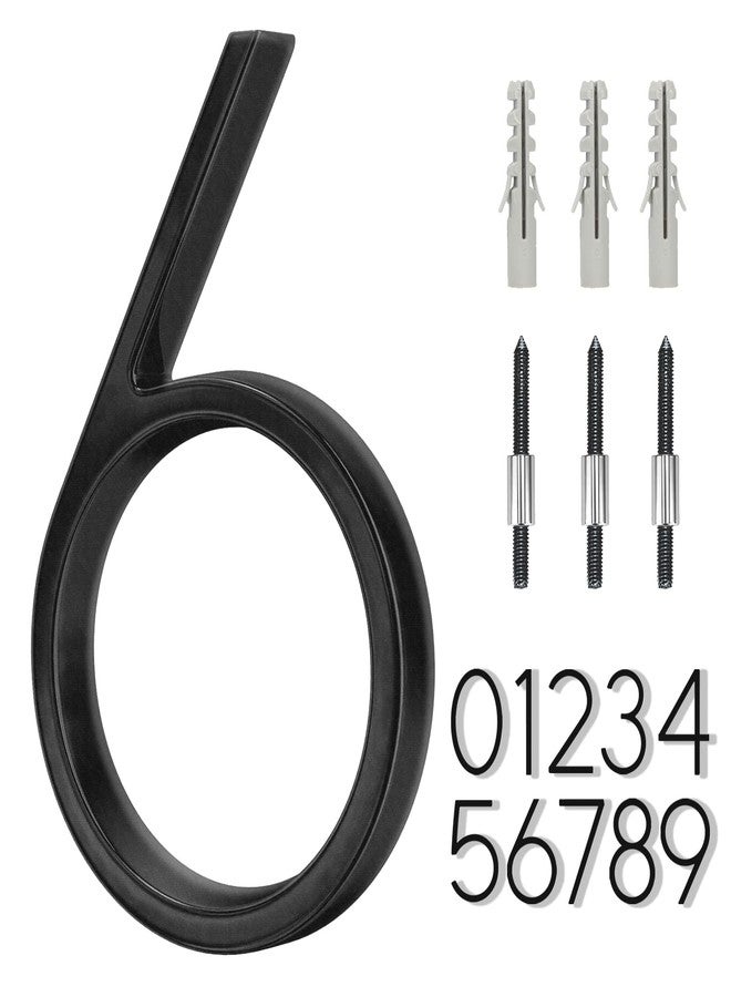 OLADOT 6" Stainless Steel Floating House Number 6, Metal Modern House Numbers, Mailbox Decor Number with Nail Kit, Coated Black, 911 Visibility Signage (Large 6) - Image 1