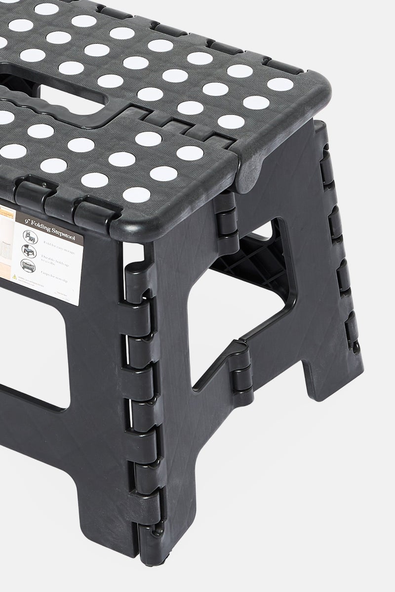 LIFESTYLE كرسي خطوة قابل للطي من البلاستيك 9 بوصة مع مقبض، أسود - Image 4