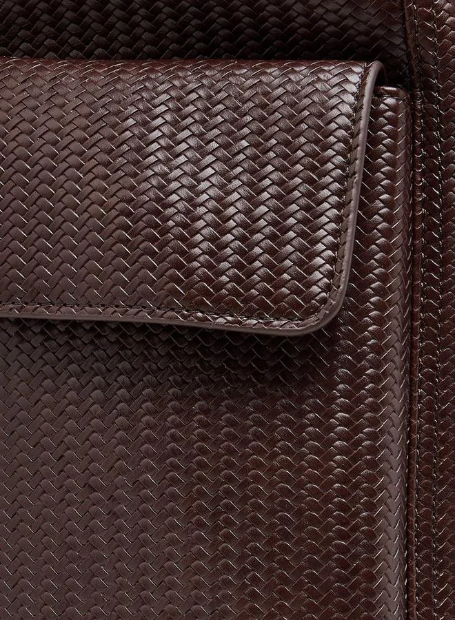 Duchini BROWN Men Chevron Textured Backpack With Drawstring Closure for Men | Best Price UAE