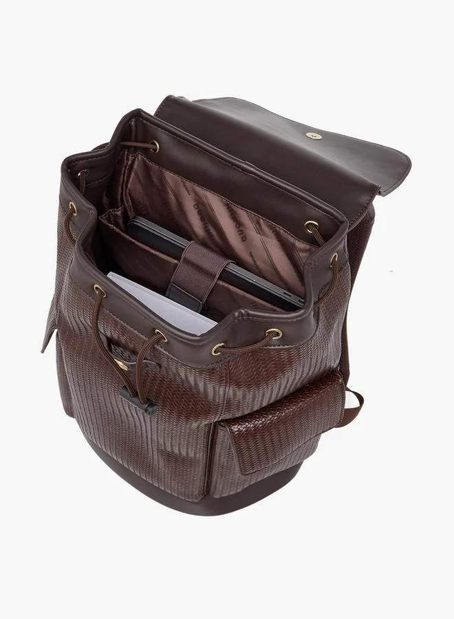 Duchini BROWN Men Chevron Textured Backpack With Drawstring Closure for Men | Best Price UAE