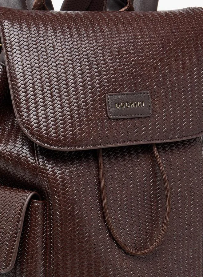 Duchini BROWN Men Chevron Textured Backpack With Drawstring Closure for Men | Best Price UAE