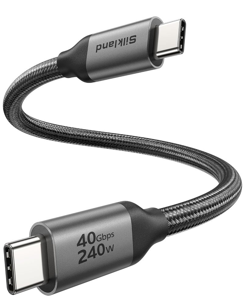 سيلكلاند كابل Silkland USB4، متوافق مع كابل Thunderbolt 4، [مزامنة بيانات 40 جيجابت في الثانية، 8K/6K/5K@60Hz 4K@144Hz، شحن سريع PD3.1 بقوة 240 واط]، كابل USB C Thunderbolt لـ MacBook Pro، PSSD، محطة الإرساء، الشاشة (0.3 متر) - Image 1
