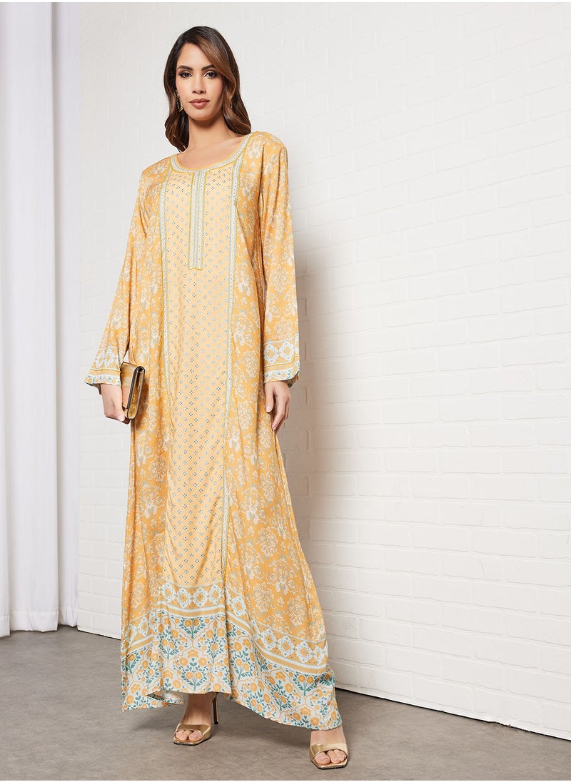 KASHKHA - All-Over Motif Print Jalabiya - Image 1