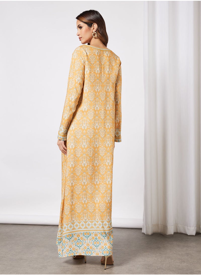 KASHKHA - All-Over Motif Print Jalabiya - Image 1