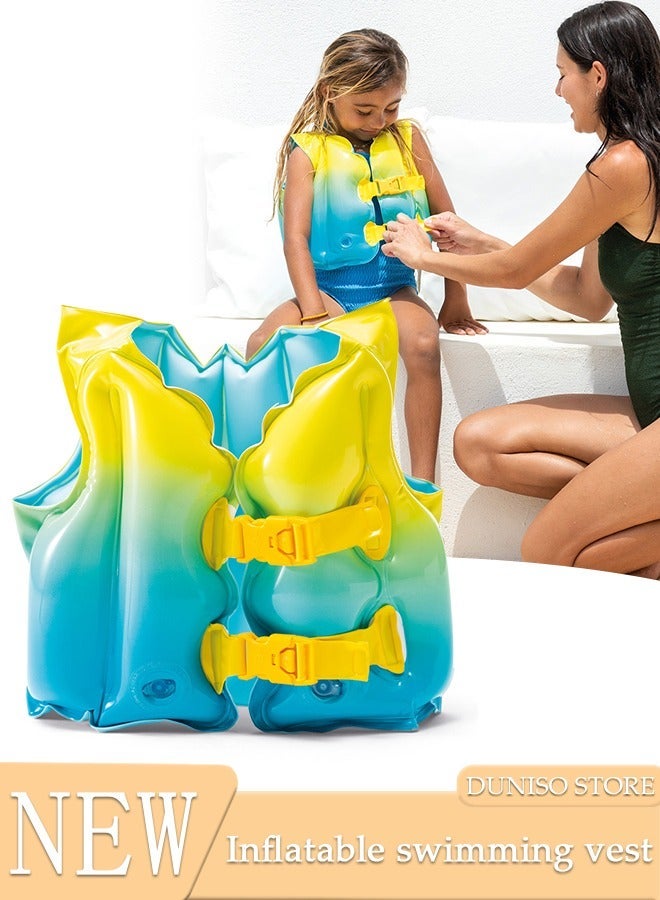DUNISO Kids Swim Trainer Vest Inflatable Swim Vest for Kids Toddlers, Ideal Buoyancy Swim Aid Swimsuit Flex-Form Design with Adjustable Safety Strap - Image 1