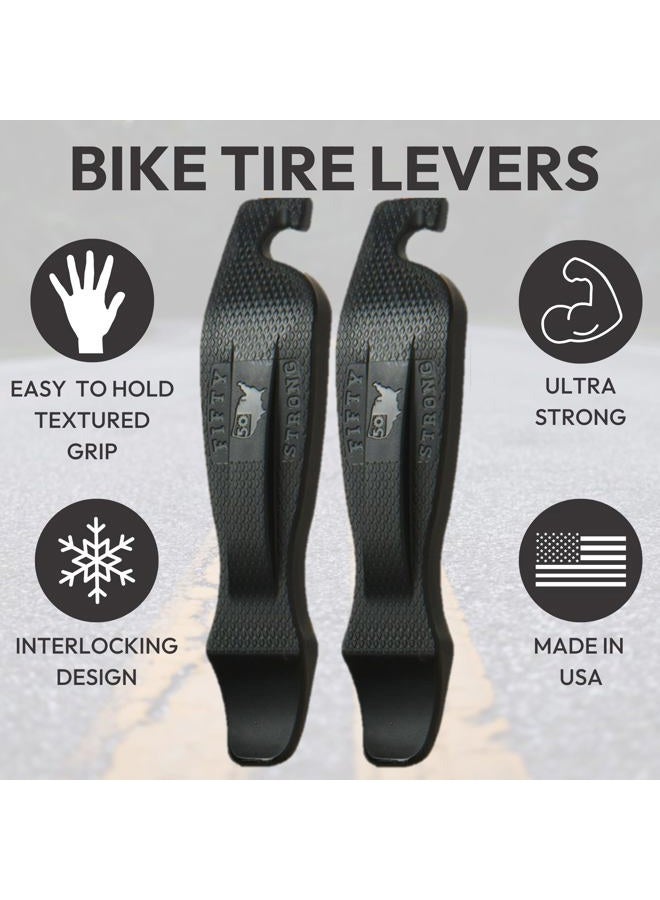 50 Strong Bike Tire Lever - Set of 4 Easy Grip Bicycle Levers - Best Tire Changing Tool - Made in USA and Designed to Snap Together for Storage (Black) - Image 4