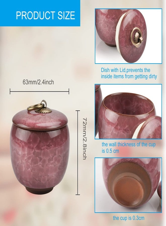 Wresty 2 Pcs 2oz Ceramic Dappen Dish With Lids Acrylic Liquid Powder Cup Holder Container Jar Nail Art Tools (purple) - Image 2