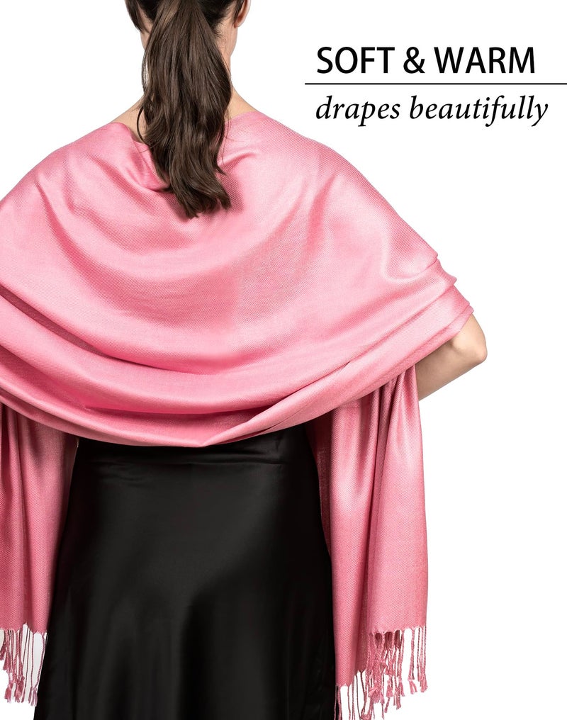 Achillea Soft Silky Solid Pashmina Shawl Wrap Scarf for Wedding Bridesmaid Dress (Dusty Pink) - Image 4