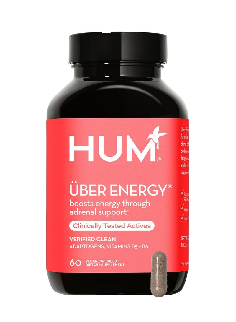 HUM Uber Energy - Adrenal & Energy Support Supplement with Ashwagandha Root & B Vitamins - Designed for Stress Relief & Adrenal Fatigue (60-Count) - Image 1