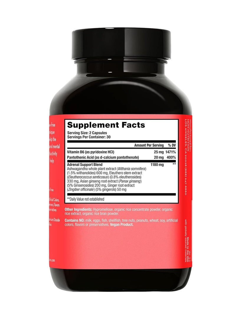 HUM Uber Energy - Adrenal & Energy Support Supplement with Ashwagandha Root & B Vitamins - Designed for Stress Relief & Adrenal Fatigue (60-Count) - Image 2