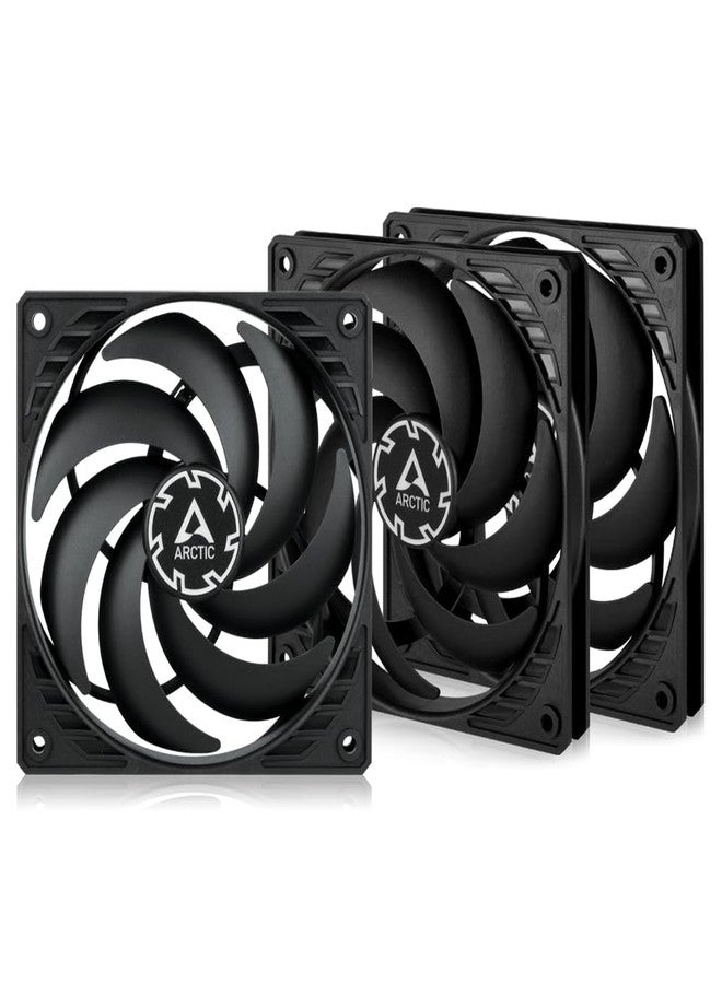 ARCTIC P12 Slim PWM PST (3 Pieces) - 120 mm Silent Case Fan, Central Unit Cooler, High Static Pressure, PST Sharing Function, 300-2100 RPM - Black - Image 1