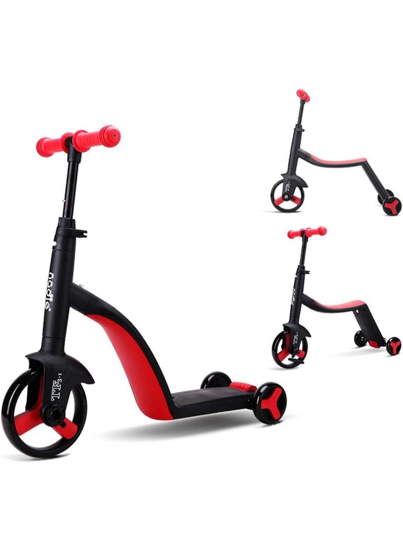 3-in-1 Kids Ride – Convertible Scooter, Tricycle & Balance Bike for Ages 2–6 | Red | Fun, Safe & Adjustable 3-Wheel Design