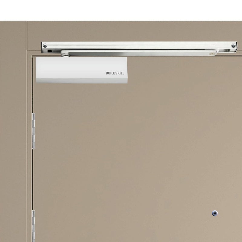 BUILDSKILL جهاز إغلاق الأبواب الهيدروليكي Buildskill مع ذراع بيلميت غطاء PVD لجهاز إغلاق الأبواب للأبواب الخشبية والألمنيوم والمعادن جهاز إغلاق أبواب أوتوماتيكي للمنزل مثبت باب قابل للتعديل السرعة 85 كجم كروم عبوة من 1 - Image 1