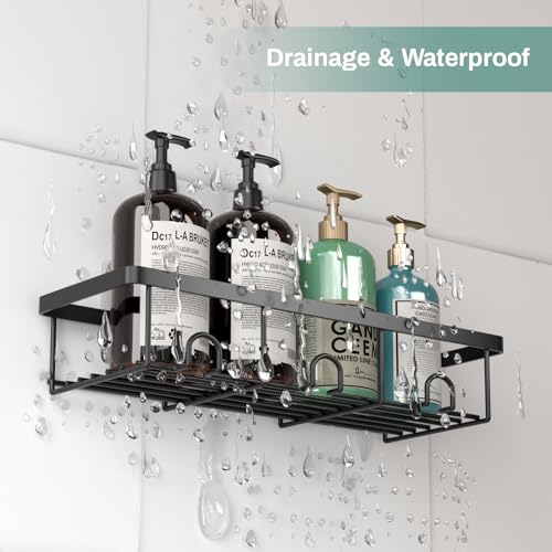Oasiteege Shower Shelves for Inside Shower, 2 Pack Adhesive Bathroom Caddy Organizer Basket Rack for Storage and Organization, Wall Suction Bath Bathtub Shampoo Holder Set for RV Camper, Black - Image 4