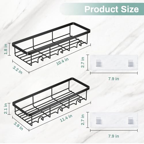Oasiteege Shower Shelves for Inside Shower, 2 Pack Adhesive Bathroom Caddy Organizer Basket Rack for Storage and Organization, Wall Suction Bath Bathtub Shampoo Holder Set for RV Camper, Black - Image 5