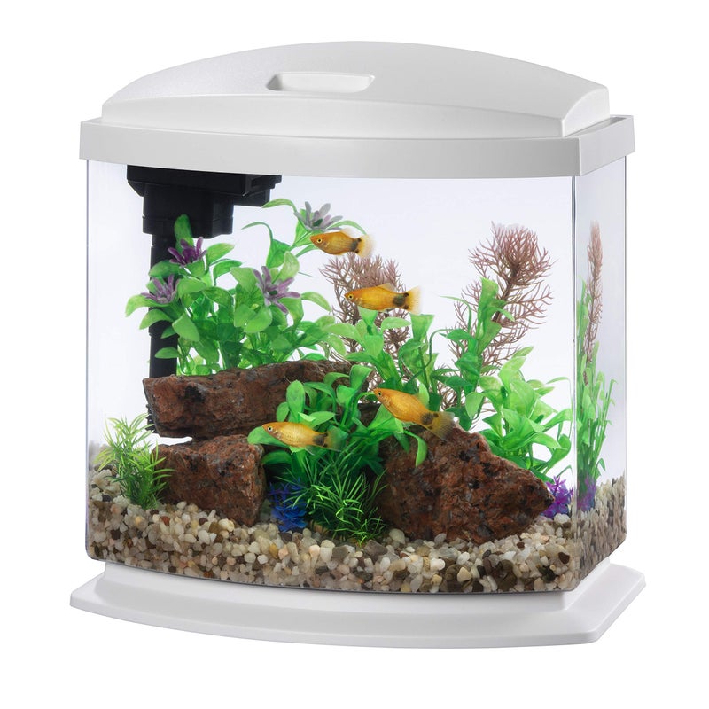 Aqueon LED MiniBow Aquarium Kit with SmartClean Technology, White, 2.5 Gallon - Image 1