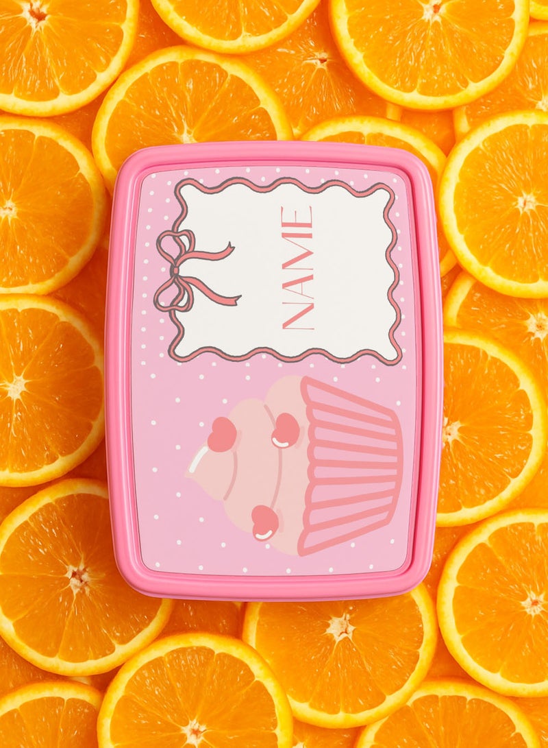 لوحة علبة طعام لانش بوكس باسم قابل للتخصيص مع تصميم كب كيك ملون - Image 5